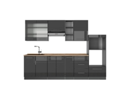 Cozinha Fame Line, 280cm, Pt Chêne, Anthracite Alta Brilho, Anthracite, Vicco