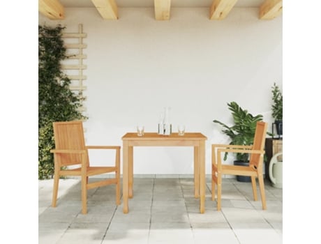 Cadeiras De Jardim Empilháveis 2 Pcs 56.5X57.5X91cm Teca Maciça VIDAXL