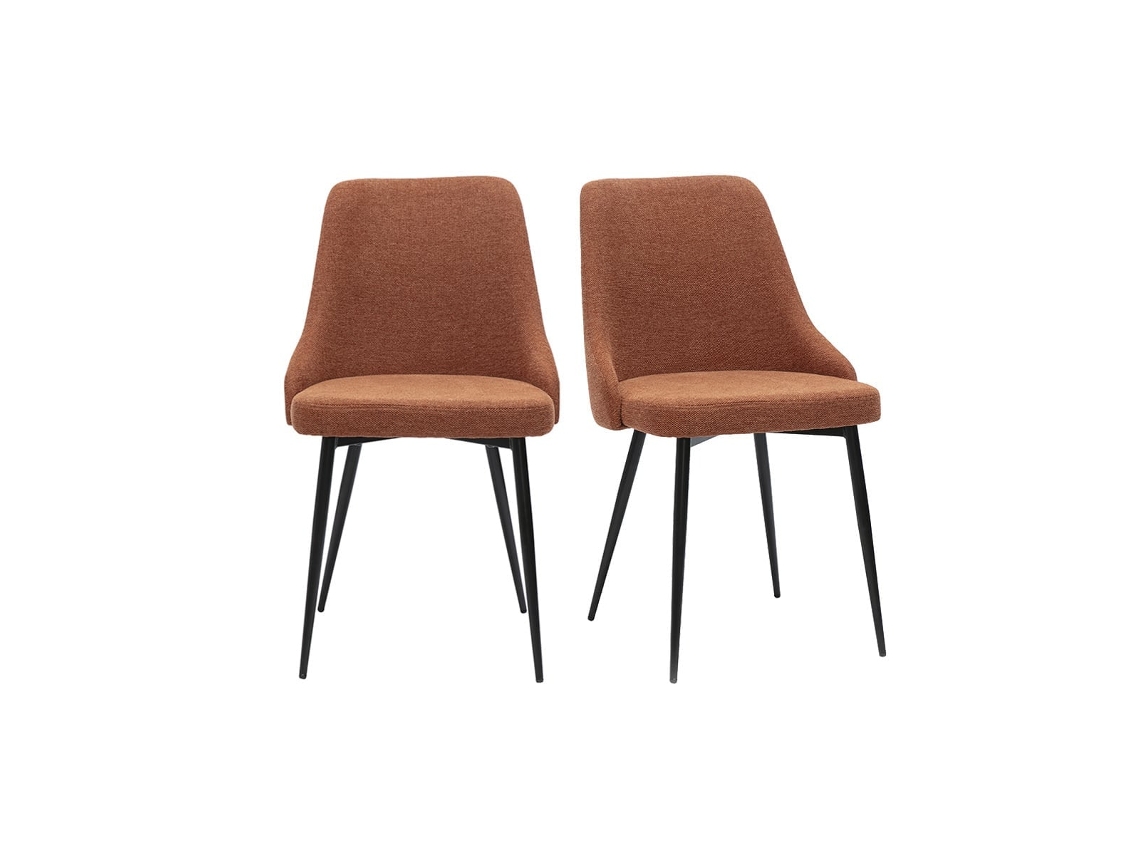 Sillas de Diseño de Terciopelo Texturizado Color Tierra Quemada y Metal Negro MILIBOO (juego de 2)
