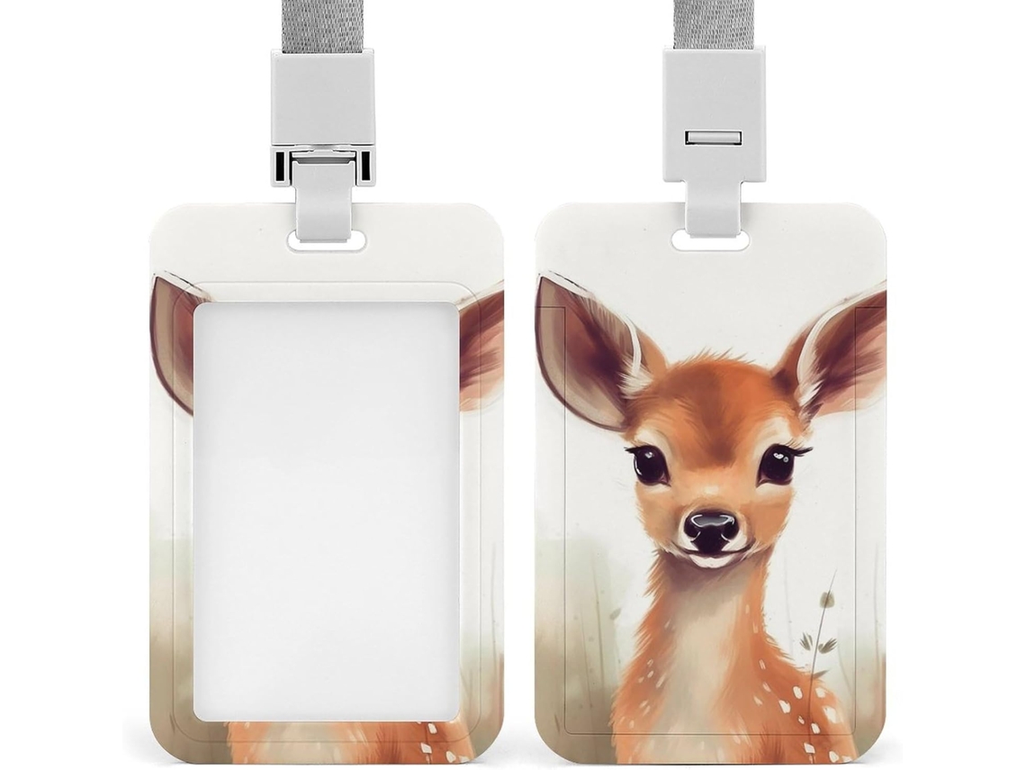 Porta Crachá Com Cordão Em Formato Cervo, Ideal Crachás De Identificação, Trabalho, Escritório E