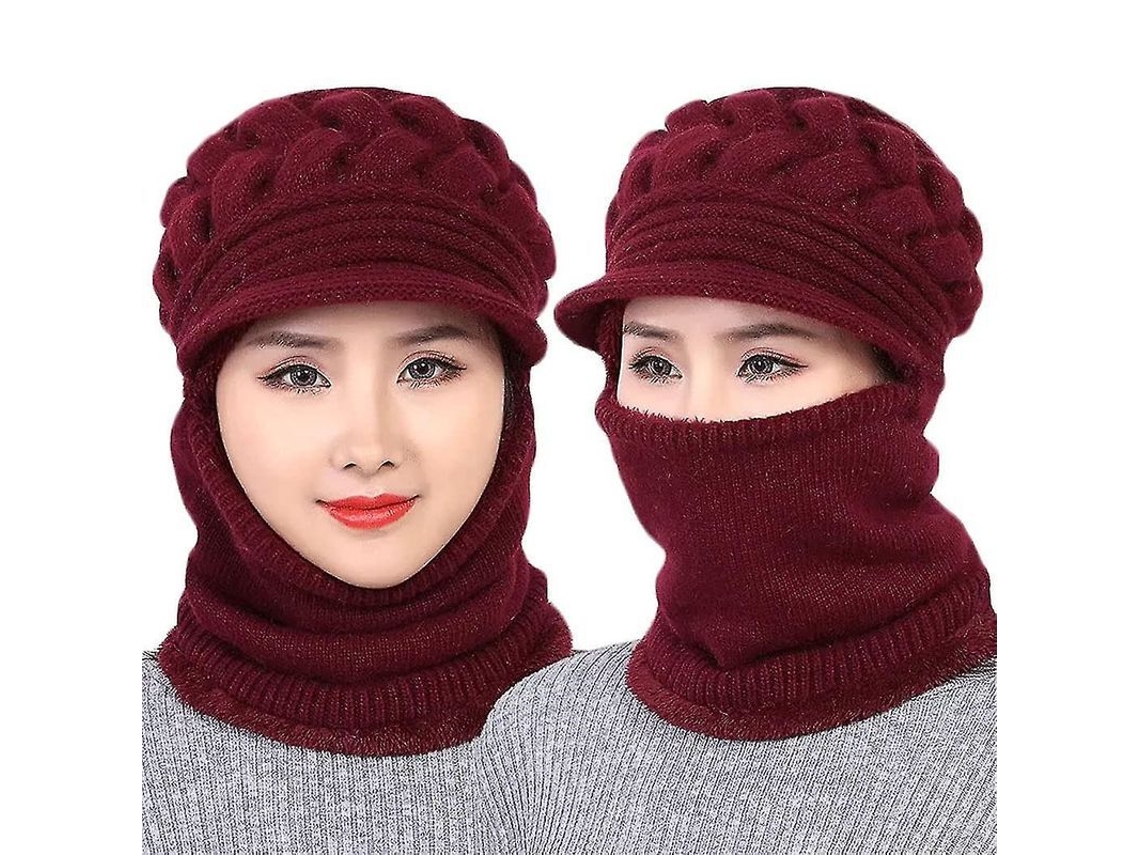 2026 gorro e Cachecol de Inverno para Mulher, Gorro de Ponto Aquático Suave com Forro Polar para Atividades Ao Ar Livre