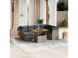 Vidaxl 8 Pcs Conjunto Sofás De Jardim C/ Almofadões Vime Pe Cinzento