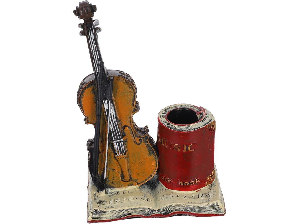 Imikeya Elegante Organizador de Canetas em Resina Formato Violino para Decoração Escritório e Casa 20,50 X 13,