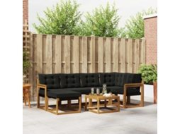 Vidaxl Conjunto De Sofás Para Exterior 7 Pcs Natural E Preto