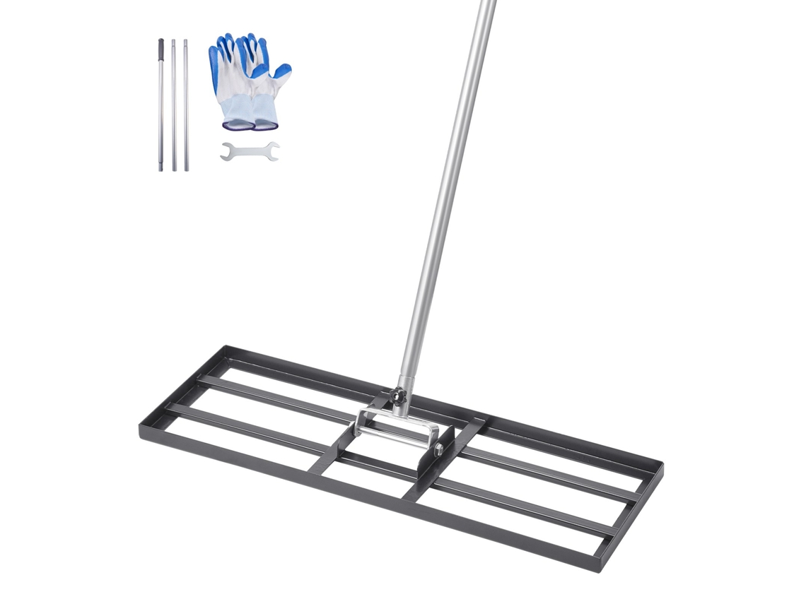 Ancinho nivelador de gramado Vevor com cabo, placa de piso de 254 x 762 mm
