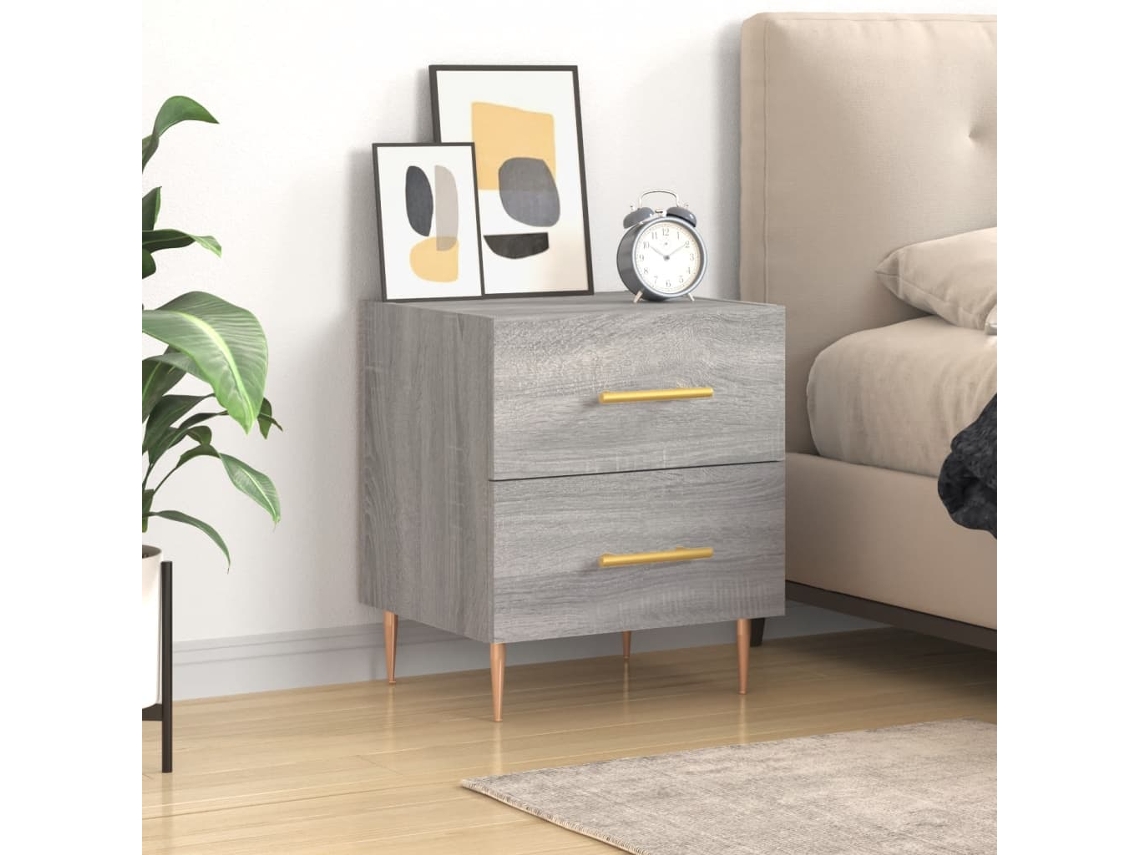 Vidaxl Mesa Cabeceira 40x35x47,5 Cm Derivados Madeira Sonoma Cinza