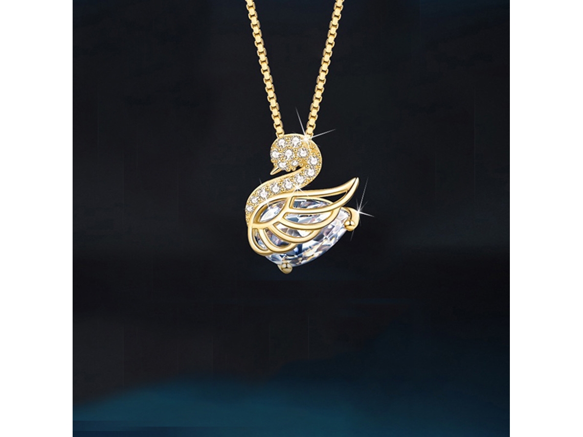 Colar Cisne Pequeno Dourado em Prata de Lei S925: uma Peça Sofisticada e Elegante Que Combina com Tudo. MDUG