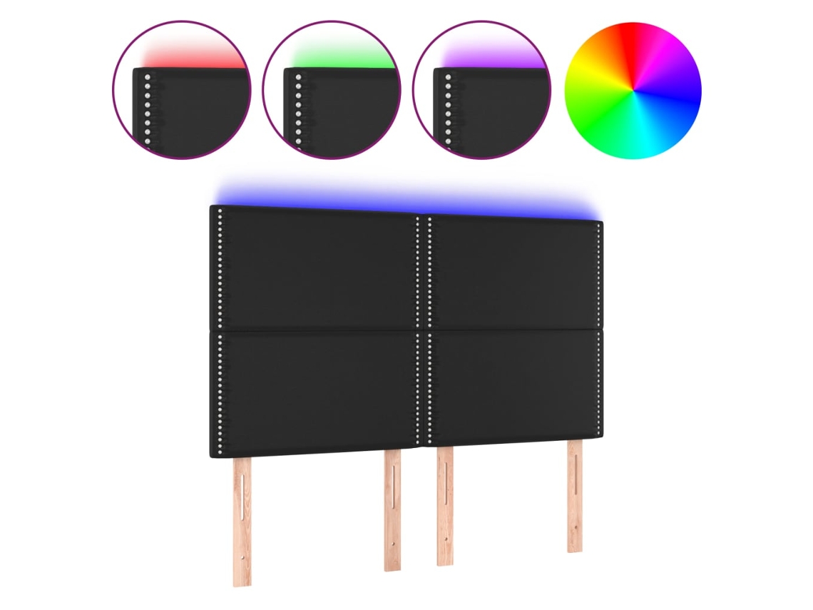 Led Headboard, Led Headboards Vidaxl Preto Couro Artificial (144 X 5 X 118/128 Cm)