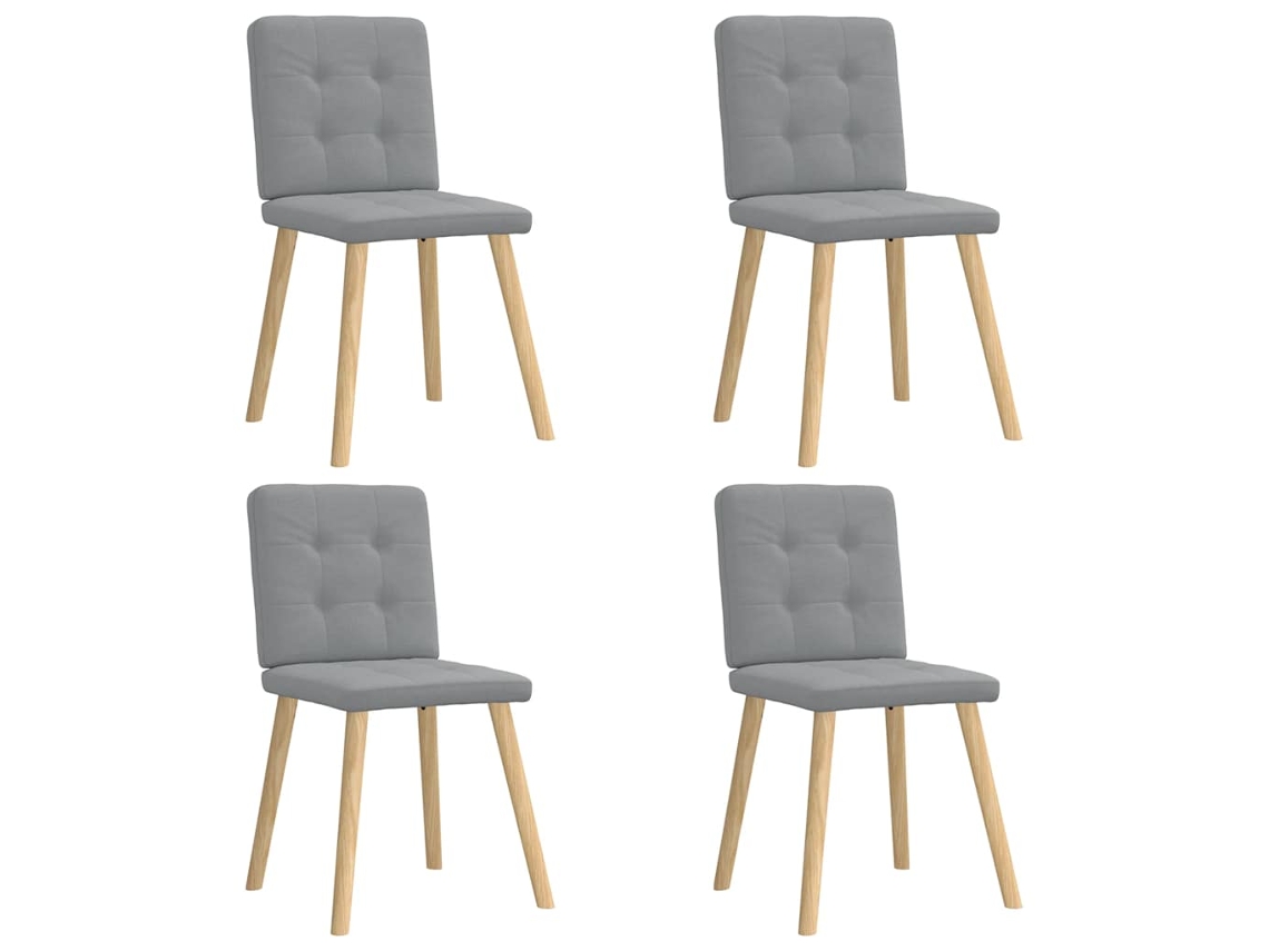 Vidaxl Cadeiras De Jantar 4 Pcs Tecido Cinzento-claro