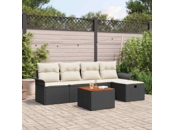 Vidaxl Conjunto De Sofá De Jardim 6 Pcs Preto Rattan Sintético