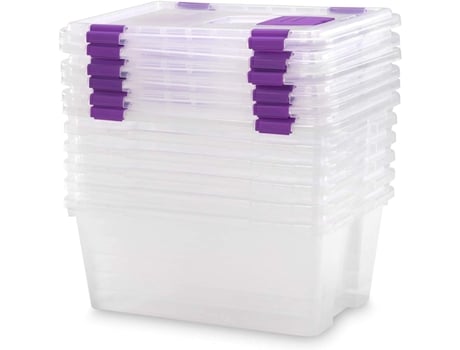 Caixa de Plástico Transparente | Capacidade de 20 Litros | Medidas 470 x 320 x 195 mm | Pacote com 6 Unidades COM-FORT HOUSE.