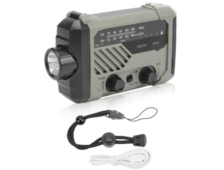 Rádio De Emergência Manivela Solar, Am Fm, Lanterna Jytgalx (verde)
