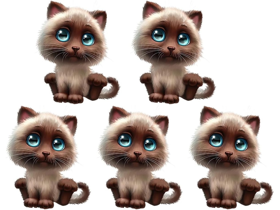Conjunto De 5 Adesivos Decorativos Para Carro Com Design 3d De Gato Fofo.