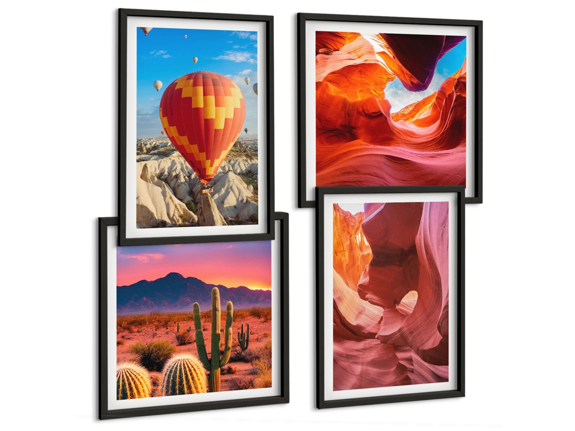 Pinturas Murais Modernas Tintas Em Aquarela Boho Derramadas Moldura Branca Pinturas De Quarto Espelharte (conjunto De 4 Imagens)