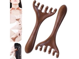 Conjunto De 2 Pentes Massagem Madeira – Pente – Ferramenta Massagem – 7 X 14,5 Cm – Madeira – Castanho