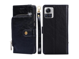 Capa De Couro Com Zíper E Aba Para Motorola Edge X30 Pro 5g / Edge 30 Ultra