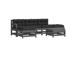 Conjunto de 6 Lounge Jardim com Almofadões Madeira Maciça Cinza MAISON EXCLUSIVE (6pcs)