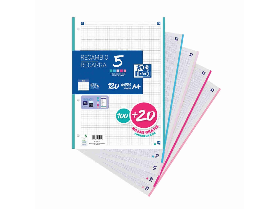 Recarga Papel A4 Quadriculado Oxford