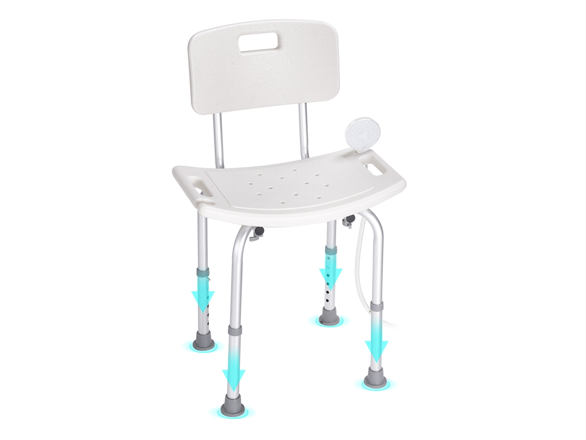 Assento de Chuveiro Cadeira de Banheiro Altura Ajustável 390 520 Mm Carga 158,8 Kg