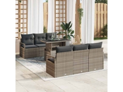 Vidaxl Conjunto De Sofá De Jardim 7 Unid. 6-número De Lugares Cinzeto