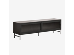 Sklum Móvel Tv 180x40 Cm Em Aço E Vidro Paoline Aço Negro-de-fumo