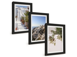 Galeria De Pinturas Muraisescadas Brancas, Vista De Santorini Moldura Preta Fotos Para O Escritório Espelharte (3 Peças 20x30 Cm)