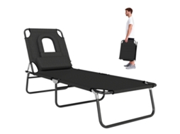 Espreguiçadeira Dobrável Com Abertura Para O Rosto E Almofadas, Feita De Aço Resistente E Tecido Oxford, Ideal Para Treinamento De Força E Fitness.