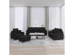 Vidaxl 4 Pcs Conjunto De Sofás Com Almofadões Veludo Preto
