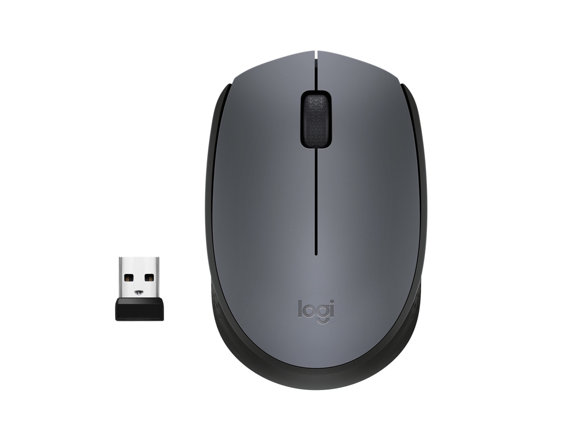 Logitech m170 mouse óptico ambidestro rf sem fio cinza-k 1000 dpi