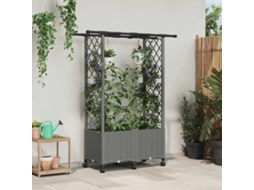 Vidaxl Cama Elevada Com Treliça E Telhado Cinzento-claro Pp