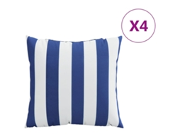 Conjunto 4 Almofada decorativa VIDAXL Azul Tecido (40x40 cm)