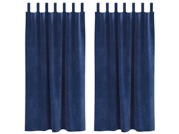 Conjunto 2 Cortinas Opacas Vidaxl Azul Veludo (140 X 175 Cm)