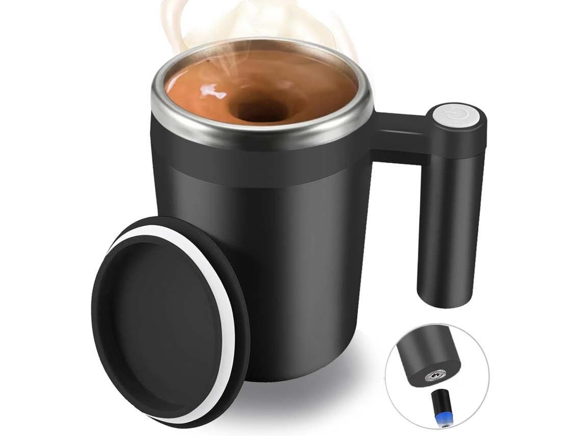 Caneca Automexida, Caneca De Café Magnética Automática Recarregável Com 2 Barras De Mistura, À Prova D'água E Automática (preta)