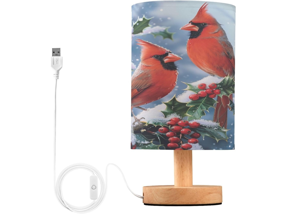 Luminária De Mesa Inverno Mnsruu Para Quarto E Sala Estar, Com Design De Galho Pinheiro E Portas Carregamento Usb