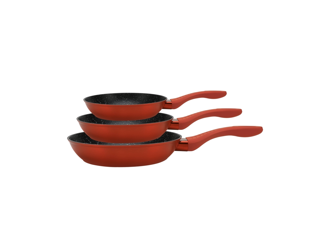 Conjunto com Frigideiras 3 Peças Antiaderente Vermelho