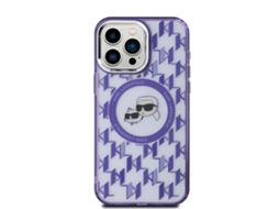 Capa Magsafe para iPhone 15 Pro KARL LAGERFELD Pele Sintética Roxo