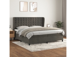 Cama Com Molas/colchão 200x200 Cm Veludo Cinzento-escuro