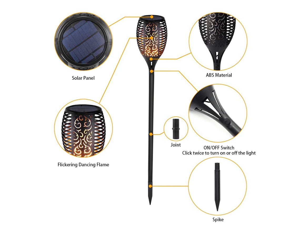 Lâmpada De Tocha Solar (33led Flamejante Impermeável Ip65)