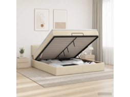 Vidaxl Cama Ottoman Com Colchão Creme 180 X 200 Cm Tecido