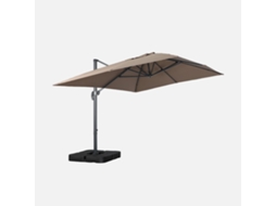 Guarda-sol Retangular Excêntrico, 3x4m + Base Com Peso 50x50cm, Taupe