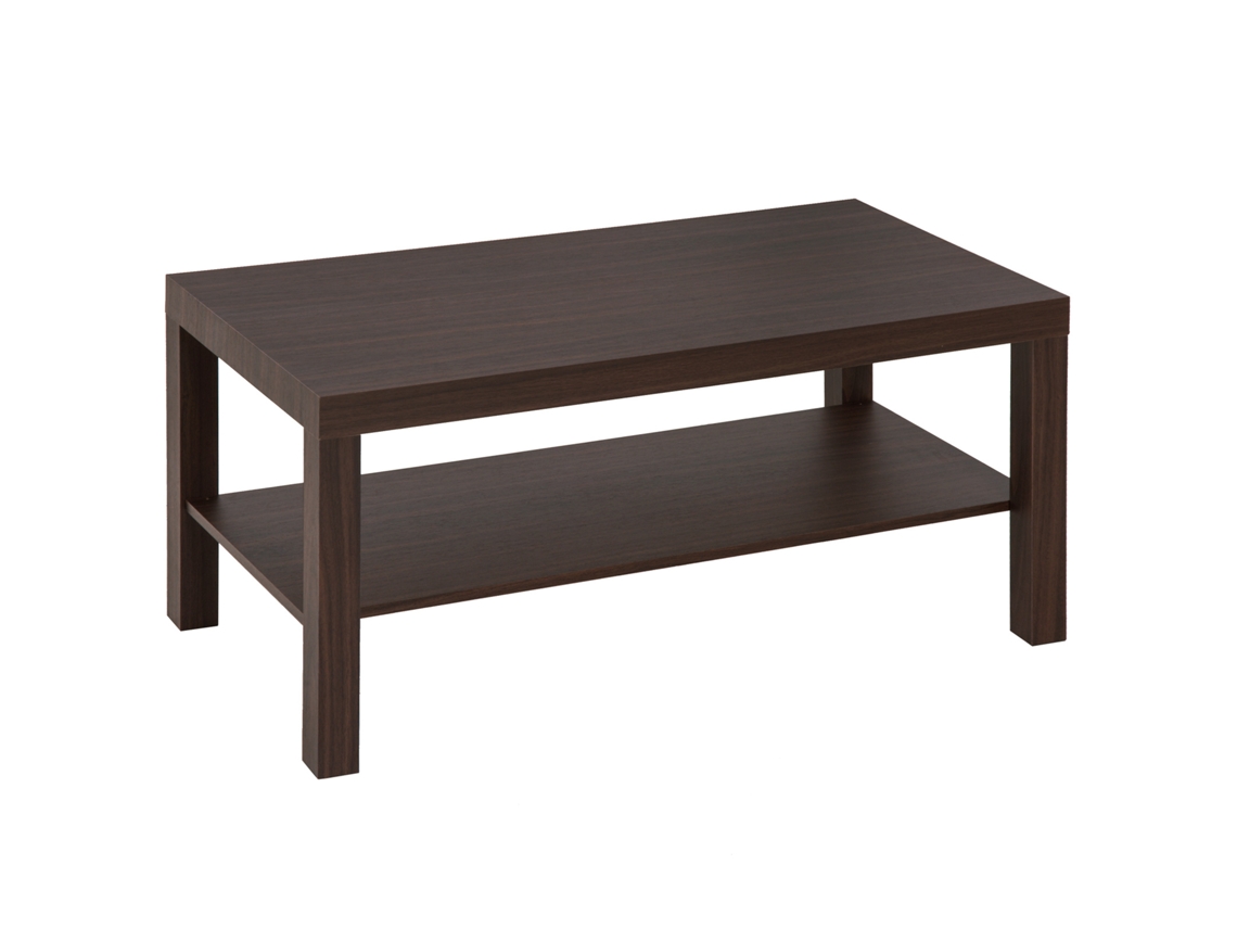 Mesa De Centro Clássica Retangular Com Prateleira Madeira Natural