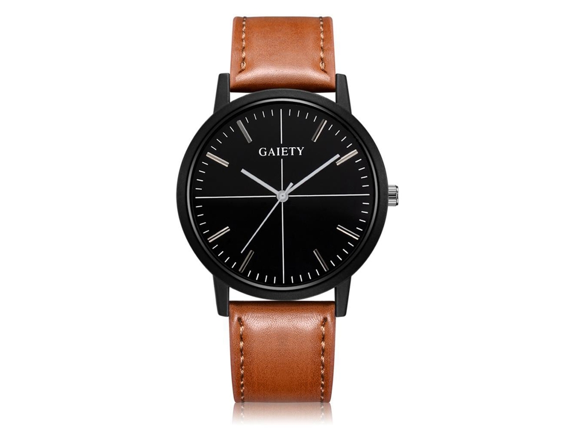 Reloj Hombre De Moda Pulsera Pu Analógico Cuarzó Vestir Negocios Marrón Claro