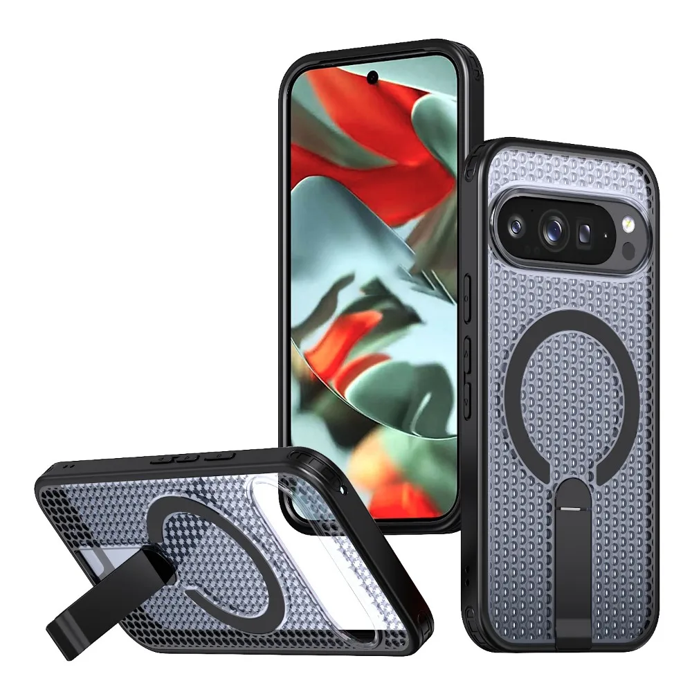 (preto, Pixel 10 Pro) Capa Antichoque Com Suporte Magnético, Dissipação De Calor E Ventilação Em Malha Compatível Com Carregamento Sem Fio