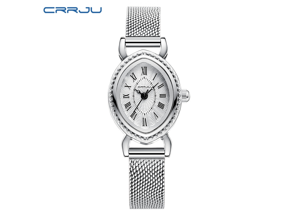 Relógio Feminino À Prova D'água Com Numerais Romanos (branco), Pulseira De Malha Simples, Movimento De Quartzo.