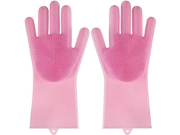 Luvas De Limpeza Multifuncionais, Esponja De Silicone Para Cozinha E Cuidados Com Animais Estimação, Antiderrapantes E Resistentes Ao Calor, Rosa
