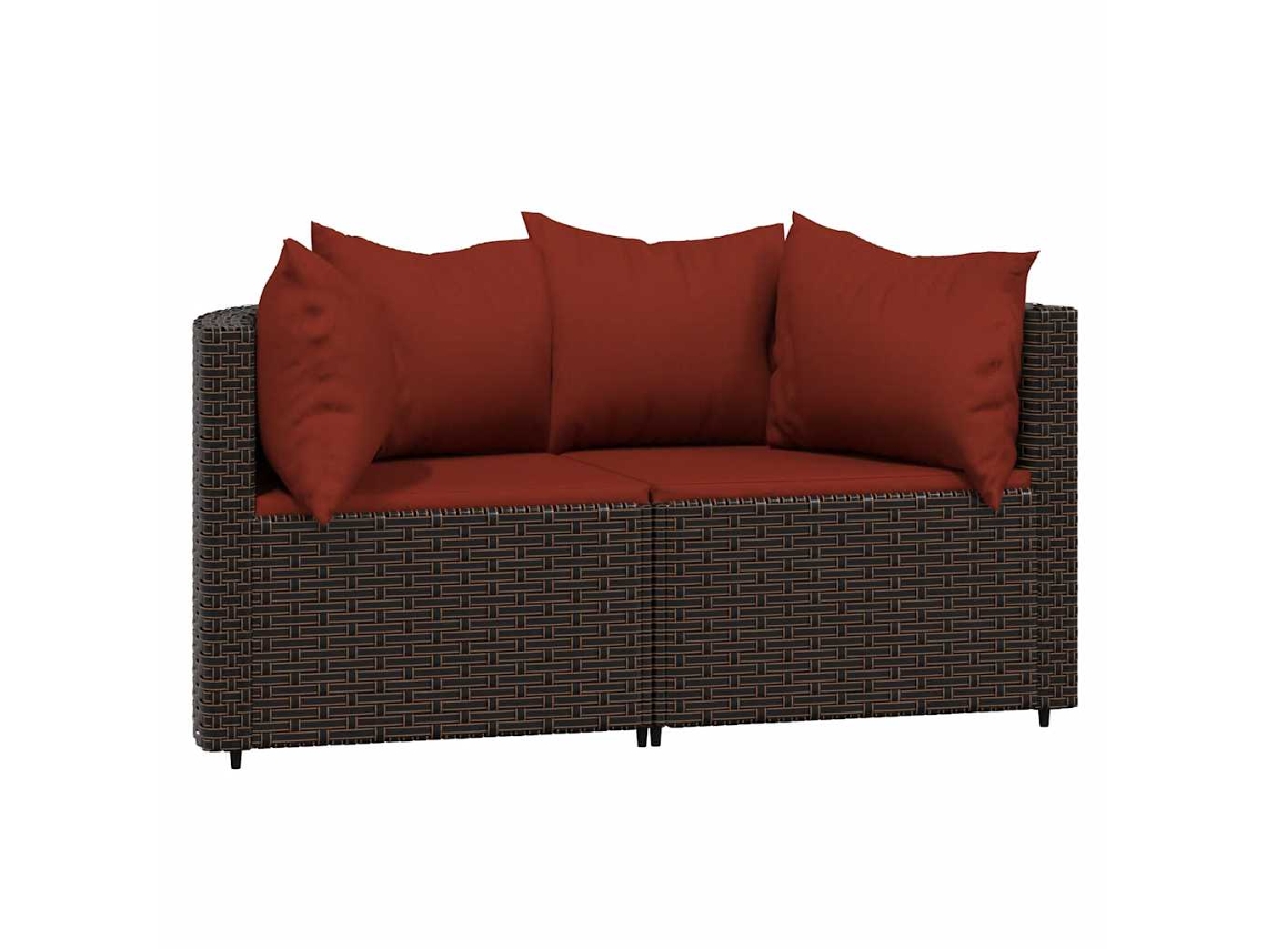 Maison Exclusive - Sofás De Canto Para Jardim Com Almofadões 2pcs Vime Pe Castanho