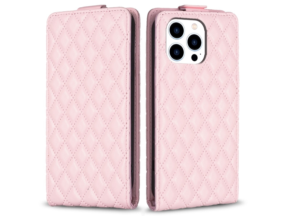 Capa Em Couro Pu, Para Iphone 16 Pro Max - Rosa