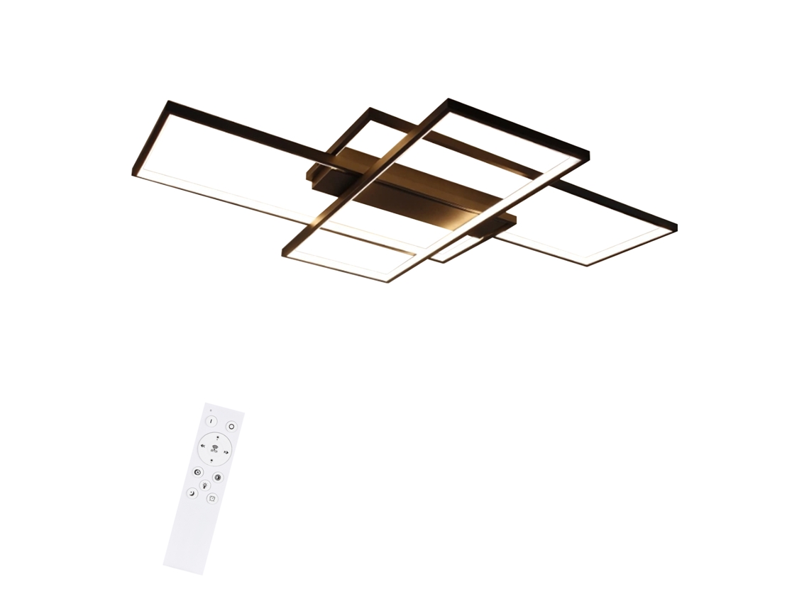 Nettlife Luz De Teto Regulável, 100 × 70 × 8 Cm, 3 Luzes De Teto Led Pretas Modernas Quadradas Com Controlo Remoto, Lâmpada De Teto Com Ilumina.