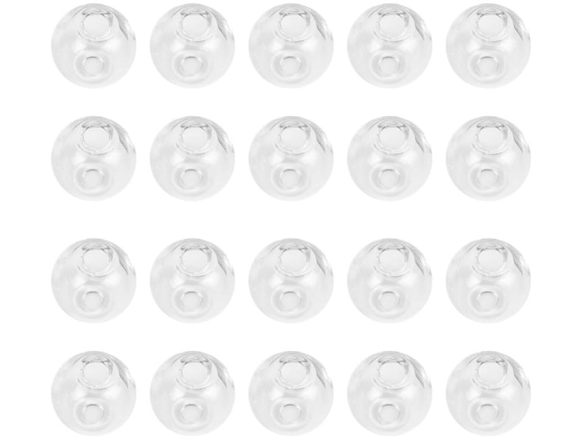 100 Bolas De Vidro Transparente Ocas Com Furo Reto