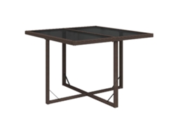 Mesa de Jardim 109x107x74 Cm Vime Pe e Vidro Castanho MAISON EXCLUSIVE